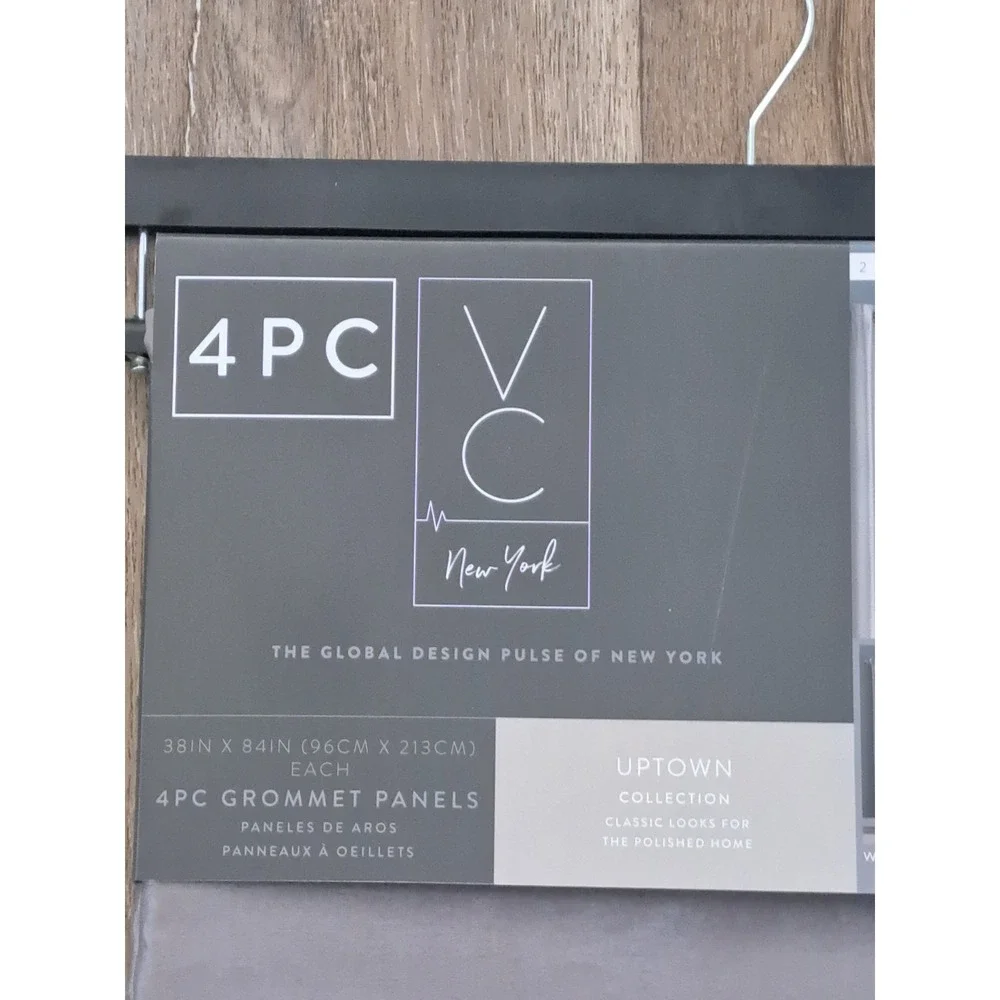 VC New York Uptown Collection 4PC Grommet Curtain Panels Gray 38x84 Each